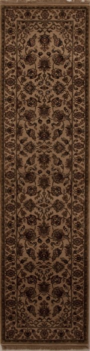 Agra Beige Runner Hand Knotted 26 X 96  Area Rug 251-12977 Image 0