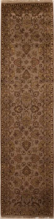 Agra Beige Runner Hand Knotted 26 X 71  Area Rug 251-12978 Image 0
