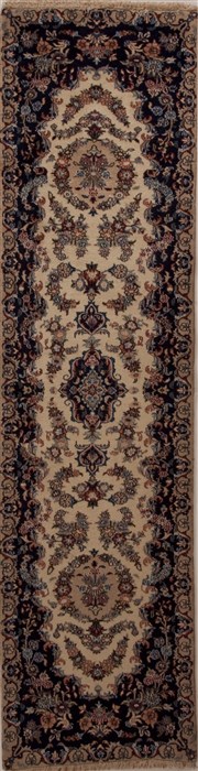 Mashad Beige Runner Hand Knotted 24 X 92  Area Rug 251-12981 Image 0