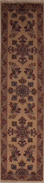 Mashad Beige Runner Hand Knotted 23 X 97  Area Rug 251-12982 Image 0