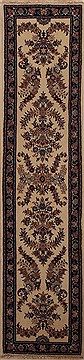Mashad Beige Runner Hand Knotted 2'4" X 10'1"  Area Rug 251-12996