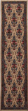 Nain Beige Runner Hand Knotted 2'6" X 9'11"  Area Rug 251-12997