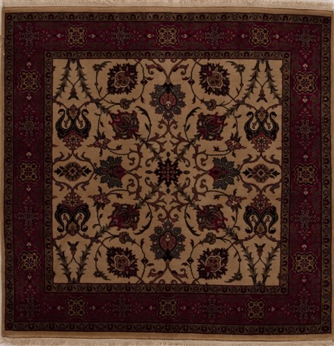 Semnan Beige Square Hand Knotted 40 X 41  Area Rug 251-12999 Image 0