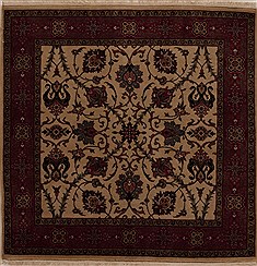 Indian Semnan Beige Square 4 ft and Smaller Wool Carpet 12999