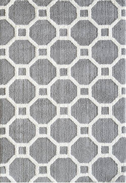 Dynamic SILKY SHAG Grey Rectangle 4x6 ft  Carpet 122712