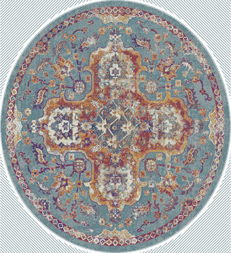 United Weavers Bali Blue Round 7 to 8 ft Olefin Carpet 123417
