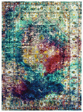 United Weavers Panama Jack Bohemian Blue Rectangle 5x7 ft Olefin Carpet 124640