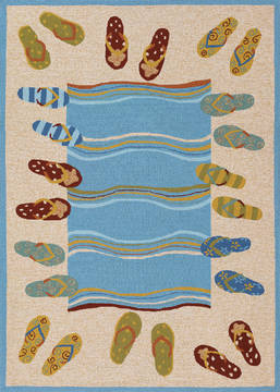 Couristan OUTDOOR ESCAPE Multicolor Round 7 to 8 ft Polypropylene Carpet 127716