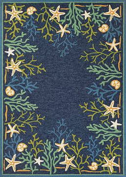 Couristan OUTDOOR ESCAPE Blue Rectangle 4x6 ft Polypropylene Carpet 127725