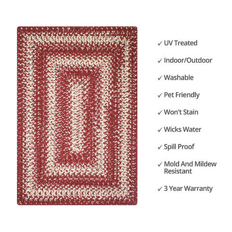 Homespice Ultra Durable Braided Rug Red Oval 110 X 60 Area Rug 328304 816-129214 Image 3