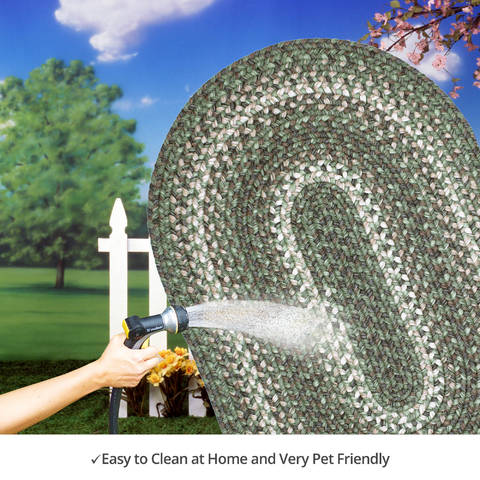 Homespice Ultra Durable Braided Rug Green Oval 18 X 26 Area Rug 321978 816-129362 Image 4
