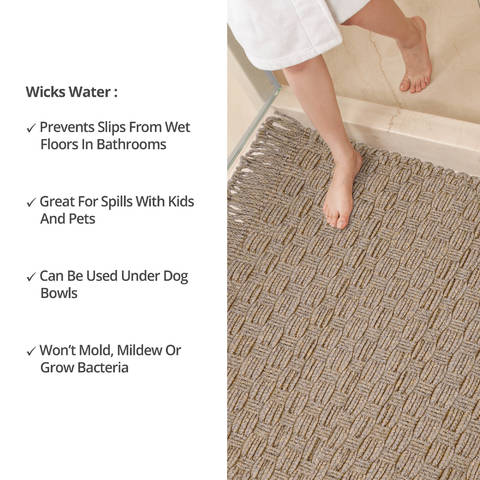 Homespice Ultra Durable Basket Weave Braided Rug Beige 50 X 80 Area Rug 314888 816-129387 Image 5