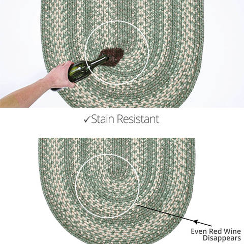 Homespice Ultra Durable Braided Rug Green Oval 23 X 39 Area Rug 300997 816-129424 Image 3