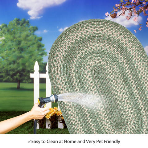 Homespice Ultra Durable Braided Rug Green Oval 23 X 39 Area Rug 300997 816-129424 Image 4