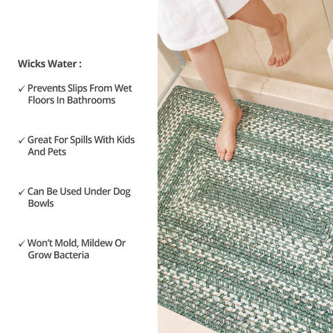 Homespice Ultra Durable Braided Rug Green Oval 23 X 39 Area Rug 300997 816-129424 Image 5