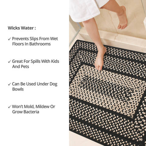 Homespice Ultra Durable Braided Rug Black Runner 26 X 90 Area Rug 318299 816-129456 Image 4