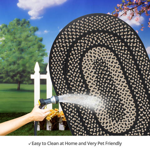 Homespice Ultra Durable Braided Rug Black Oval 40 X 60 Area Rug 303295 816-129461 Image 4