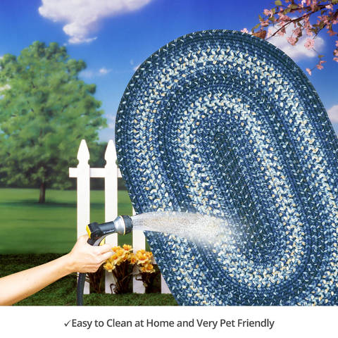 Homespice Ultra Durable Braided Rug Blue Oval 23 X 39 Area Rug 300652 816-129655 Image 4