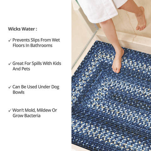 Homespice Ultra Durable Braided Rug Blue Oval 23 X 39 Area Rug 300652 816-129655 Image 5