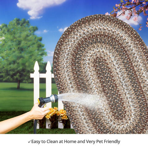 Homespice Ultra Durable Braided Rug Brown Oval 18 X 26 Area Rug 321626 816-129791 Image 4