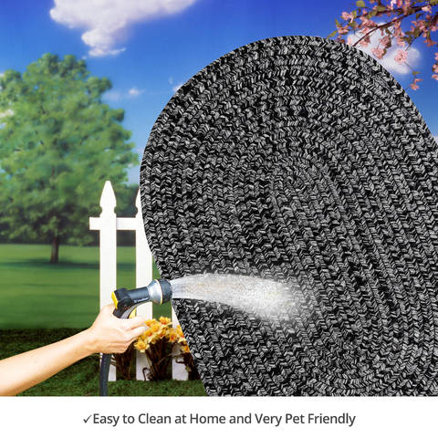 Homespice Ultra Durable Braided Rug Black Oval 80 X 100 Area Rug 306579 816-129909 Image 4