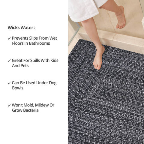 Homespice Ultra Durable Braided Rug Black 60 X 90 Area Rug 315571 816-129917 Image 5