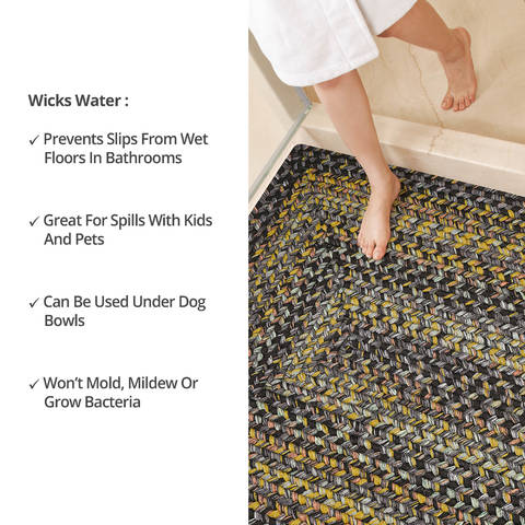 Homespice Ultra Durable Braided Rug Black 50 X 80 Area Rug 314024 816-129936 Image 5