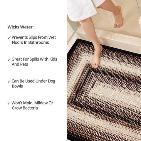 Homespice Ultra Durable Braided Rug Black 18 X 26 Area Rug 322081 816-129962 Image 5