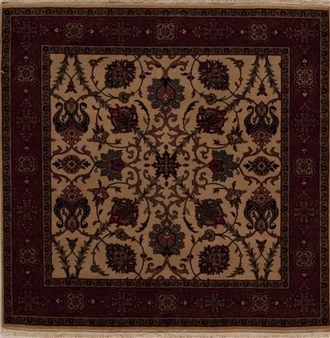 Semnan Beige Square Hand Knotted 40 X 41  Area Rug 251-13001 Image 0