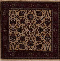 Indian Semnan Beige Square 4 ft and Smaller Wool Carpet 13001