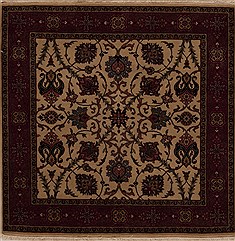Semnan Beige Square Hand Knotted 4'0" X 4'1"  Area Rug 251-13001