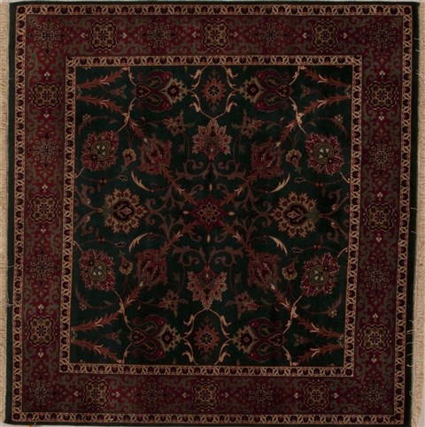 Semnan Green Square Hand Knotted 311 X 41  Area Rug 251-13002 Image 0