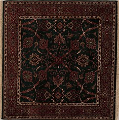 Indian Semnan Green Square 4 ft and Smaller Wool Carpet 13002