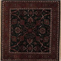 Indian Semnan Green Square 4 ft and Smaller Wool Carpet 13002
