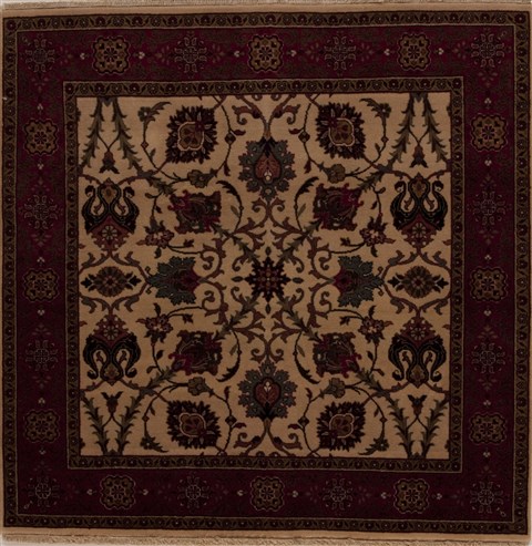 Semnan Beige Square Hand Knotted 40 X 40  Area Rug 251-13008 Image 0