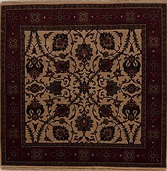 Indian Semnan Beige Square 4 ft and Smaller Wool Carpet 13008