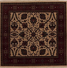 Indian Semnan Beige Square 4 ft and Smaller Wool Carpet 13011