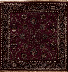 Indian Semnan Red Square 4 ft and Smaller Wool Carpet 13013