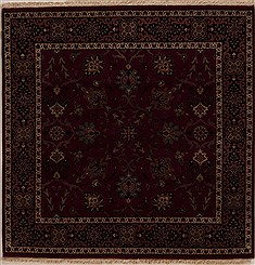 Indian Semnan Red Square 4 ft and Smaller Wool Carpet 13014