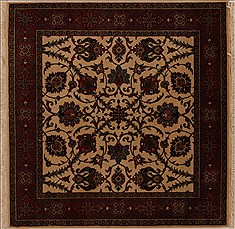 Indian Semnan Beige Square 4 ft and Smaller Wool Carpet 13017