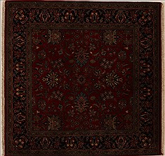 Indian Semnan Red Square 5 to 6 ft Wool Carpet 13023