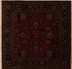 Indian Kashmir Red Square 5 to 6 ft Wool Carpet 13026
