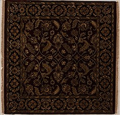Agra Red Square Hand Knotted 5'1" X 5'2"  Area Rug 251-13030