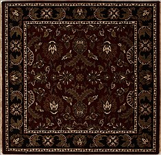 Agra Red Square Hand Knotted 4'11" X 5'0"  Area Rug 251-13032