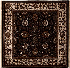 Indian Agra Black Square 5 to 6 ft Wool Carpet 13033