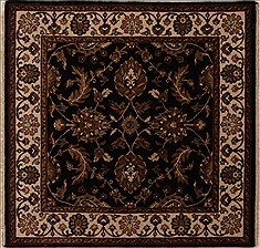 Agra Black Square Hand Knotted 4'11" X 5'0"  Area Rug 251-13036