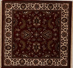 Agra Red Square Hand Knotted 4'11" X 4'11"  Area Rug 251-13037