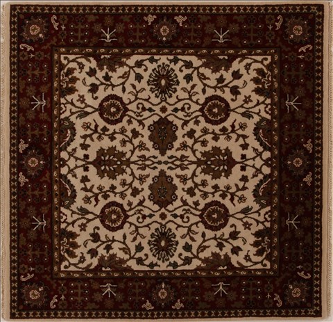Agra Beige Square Hand Knotted 50 X 50  Area Rug 251-13038 Image 0