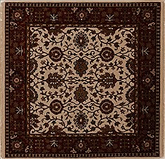 Agra Beige Square Hand Knotted 5'0" X 5'0"  Area Rug 251-13038