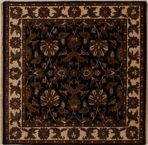 Agra Black Square Hand Knotted 411 X 411  Area Rug 251-13043 Image 0